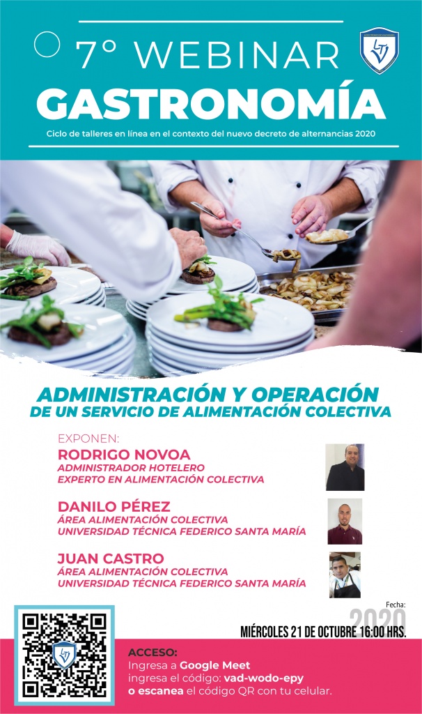 Gastronomía invita a 7º webinar junto a expertos en Alimentación Colectiva